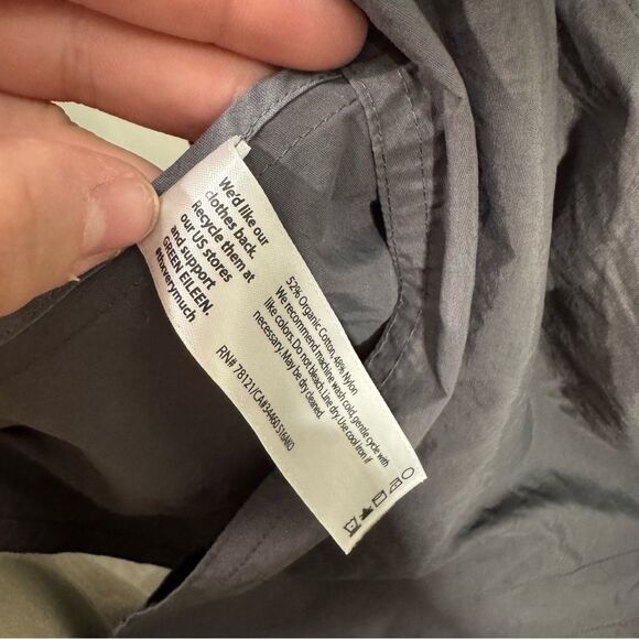 Eileen Fisher Charcoal Grey Tunic Length Rain Jacket - Picture 5 of 7